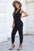Deep V-Neck Sleeveless Solid Jumpsuit